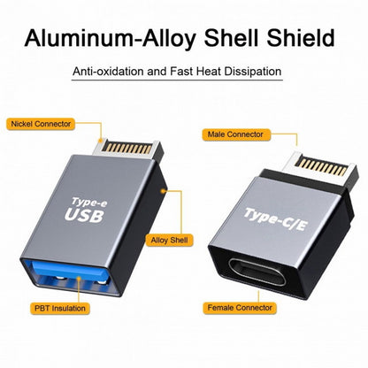 2pcs USB 3.1 Front Panel Header Male Type-E to Type-A Type-C USB-C Motherboard Extension Data Adapter UC-010-AF+UC-010-CF
