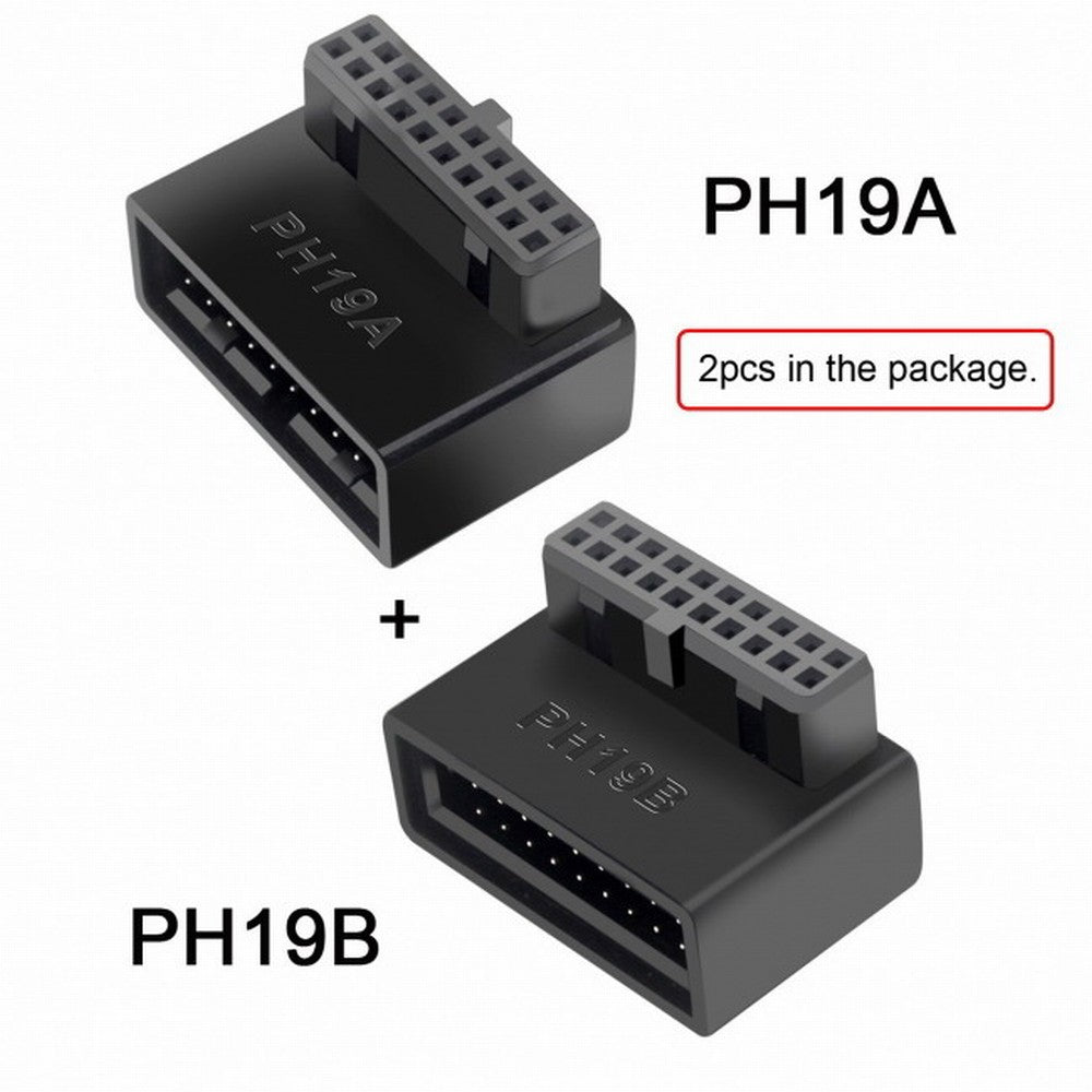 1Set USB 3.0 20pin Male to Female Extension Adapter Up Down Angled 90 Degree Overmold U3-091