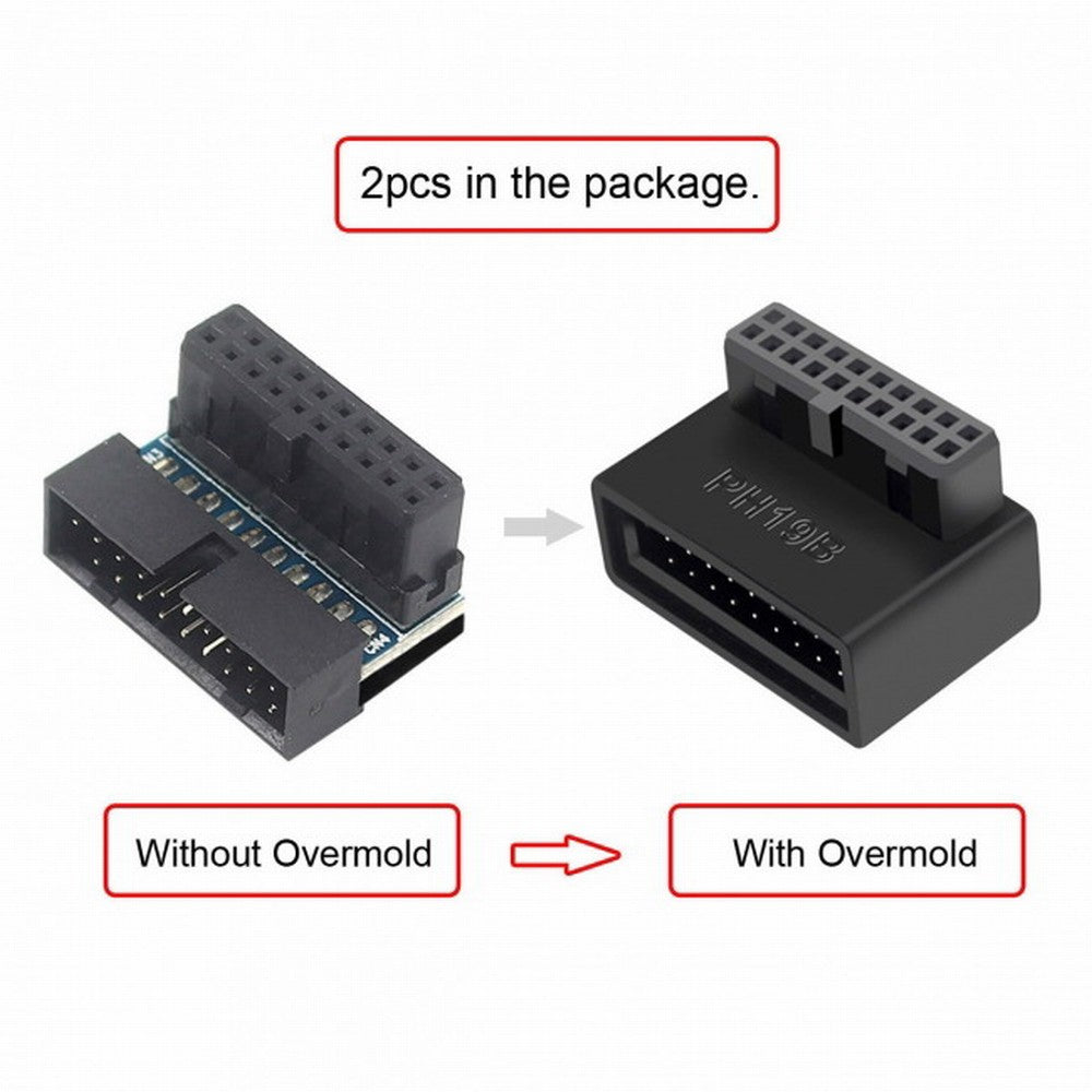 1Set USB 3.0 20pin Male to Female Extension Adapter Up Down Angled 90 Degree Overmold U3-091