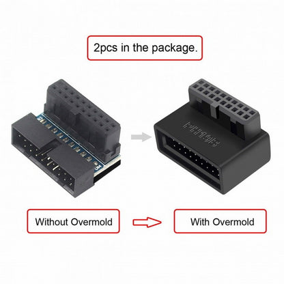1Set USB 3.0 20pin Male to Female Extension Adapter Up Down Angled 90 Degree Overmold U3-091
