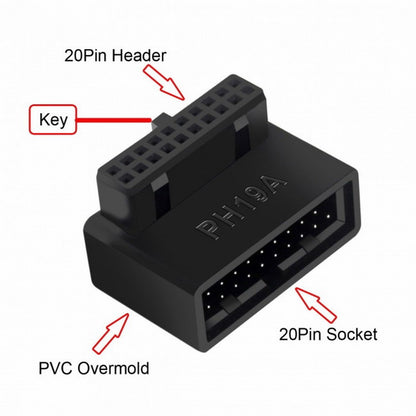 1Set USB 3.0 20pin Male to Female Extension Adapter Up Down Angled 90 Degree Overmold U3-091
