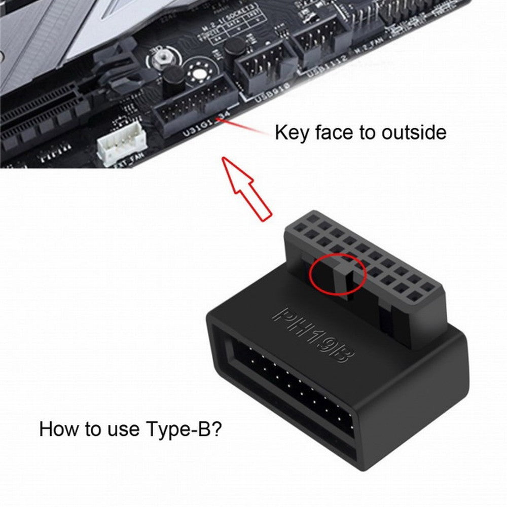 1Set USB 3.0 20pin Male to Female Extension Adapter Up Down Angled 90 Degree Overmold U3-091