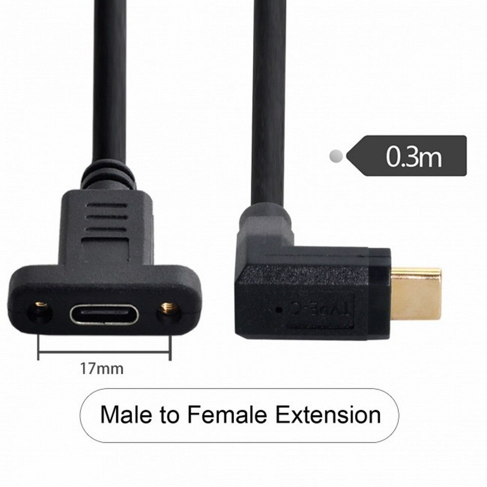 90 Degree Up Down Angled USB-C USB 3.1 Type C Male to Female Extension Data Cable 30cm UC-049-UP