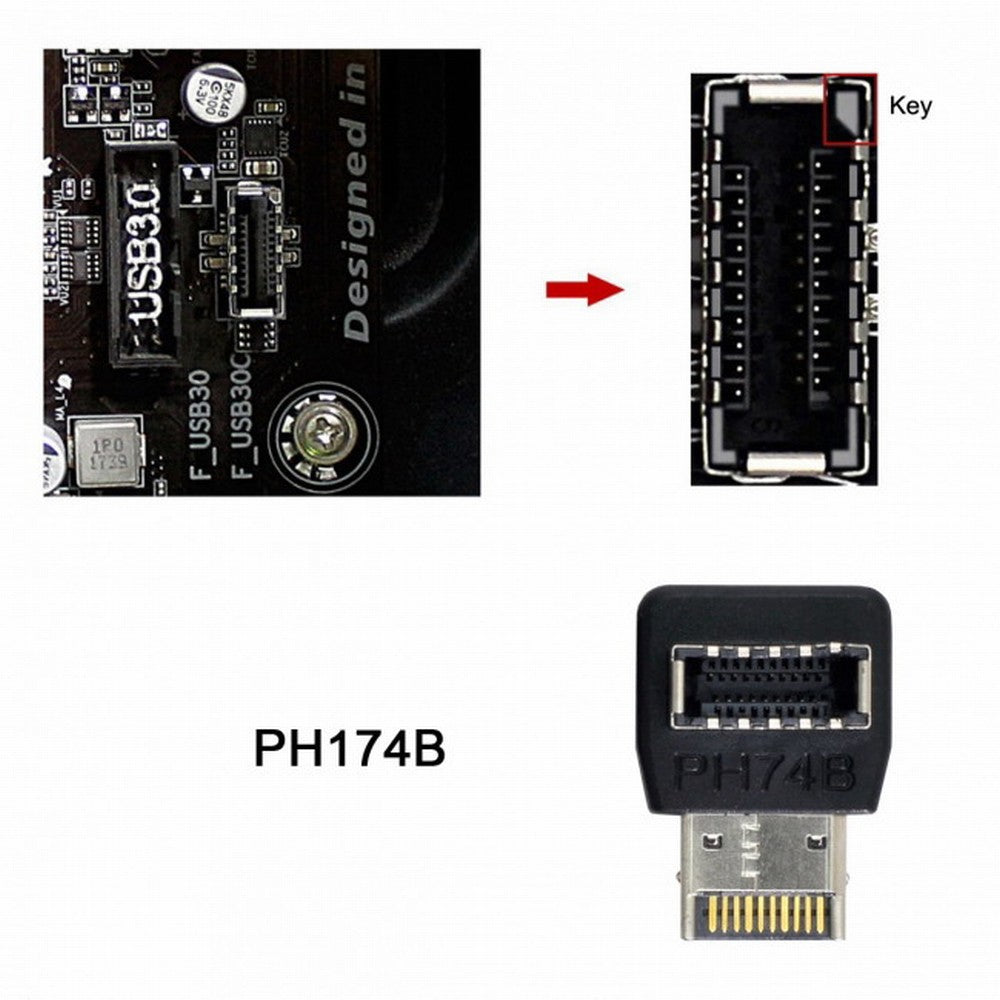 2pcs Overmold USB 3.1 Front Panel Header Male to Female Type-E Motherboard Extension Data Adapter UC-059