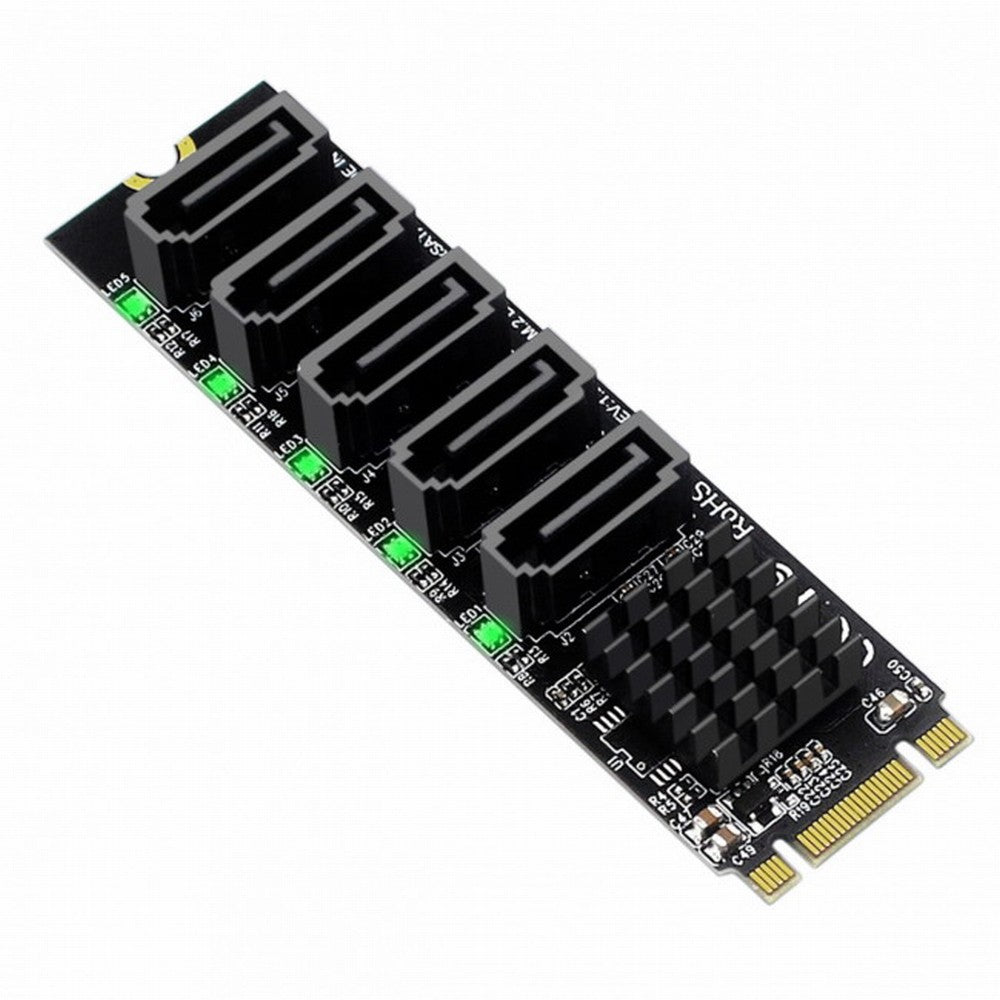 NGFF Key B+M to SATA 3.0 6Gbps 5 Ports Adapter Converter PM Multi Port Select JMB575 2280 SA-035