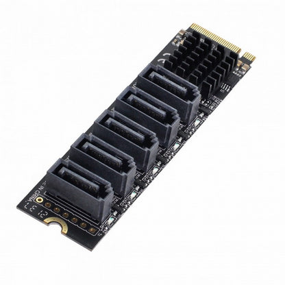 NGFF NVME M-Key PCI Express to SATA 3.0 6Gbps 5 Ports Adapter Converter Hard Drive Extension Card JMB585 2280 SA-004