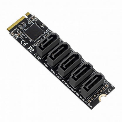 NGFF NVME M-Key PCI Express to SATA 3.0 6Gbps 5 Ports Adapter Converter Hard Drive Extension Card JMB585 2280 SA-004