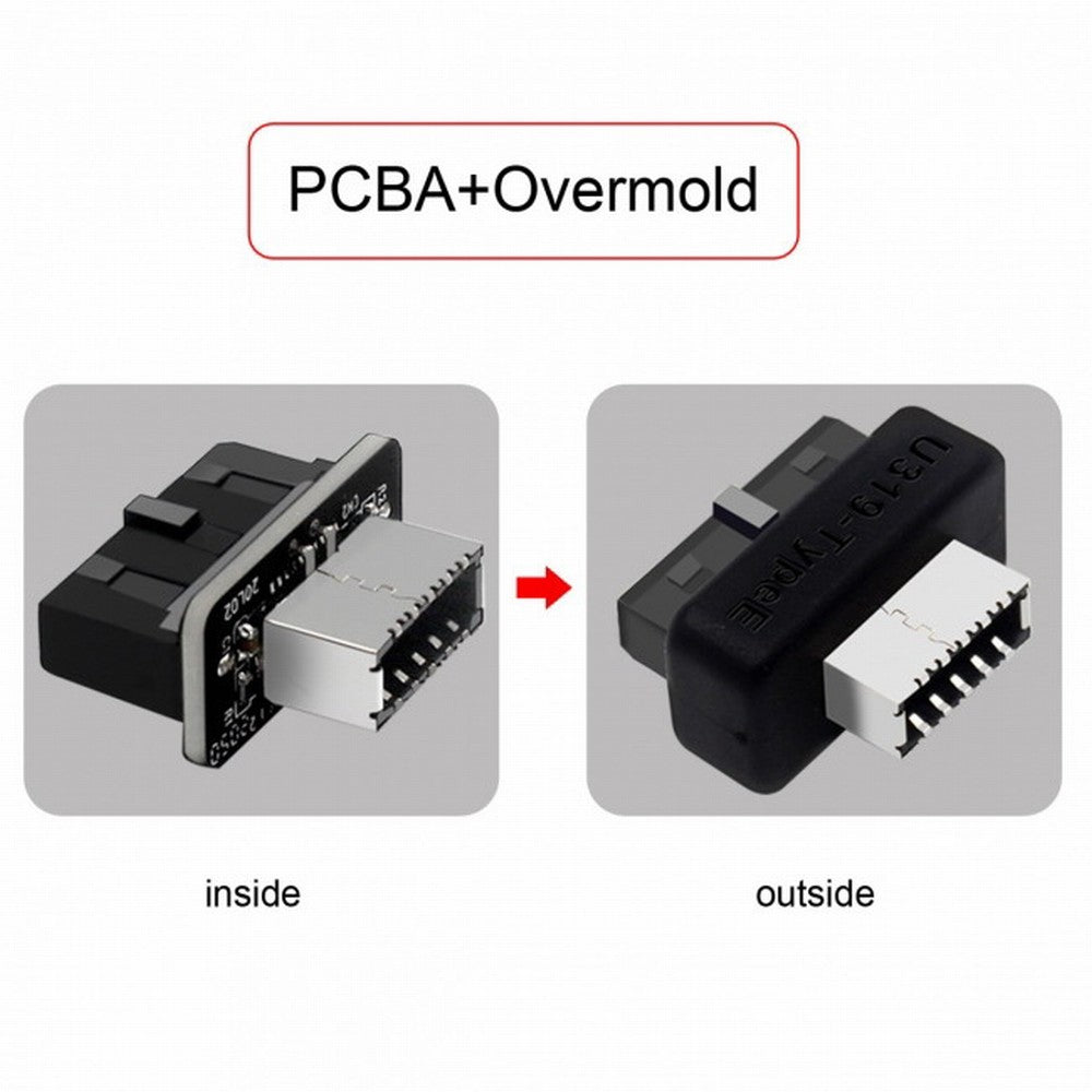Overmold USB 3.1 Front Panel Socket Key-A Type-E to USB 3.0 20Pin Header Male Extension Adapter UC-069