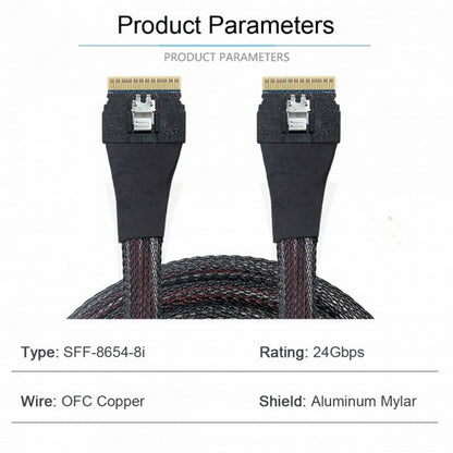 PCI-E Slimline SAS 4.0 SFF-8654 8i 74pin Host to SFF-8654 74Pin Slim SAS Target Cable 50cm SF-028