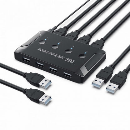 KVM USB 2.0 Switch Selector 4 Port PCs Sharing 4 Devices for Keyboard Mouse Scanner Printer U2-040