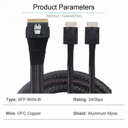 PCI-E Ultraport Slimline SAS Slim 4.0 SFF-8654 8i 74pin to Dual Oculink SFF-8611 Cable 50cm PCI-Express SF-038