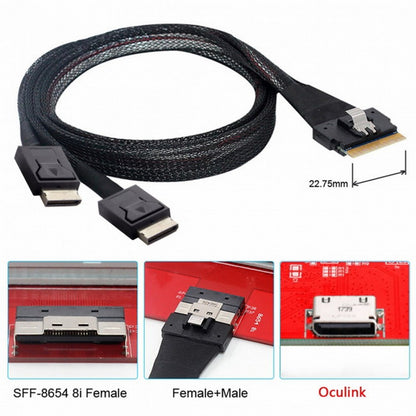 PCI-E Ultraport Slimline SAS Slim 4.0 SFF-8654 8i 74pin to Dual Oculink SFF-8611 Cable 50cm PCI-Express SF-038