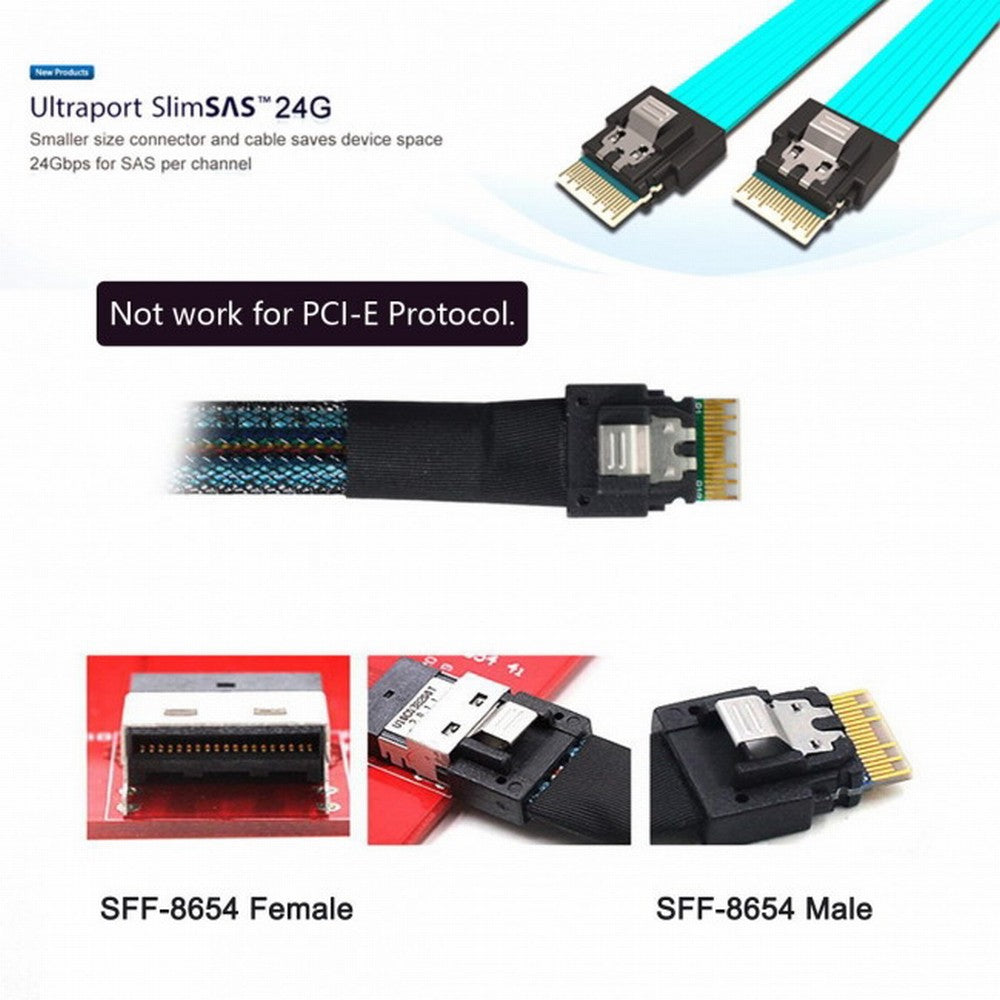 Slimline SAS 4.0 SFF-8654 4i 38pin Host to 4 SAS 29pin SFF-8482 Target Hard Disk Fanout Raid Cable SF-047