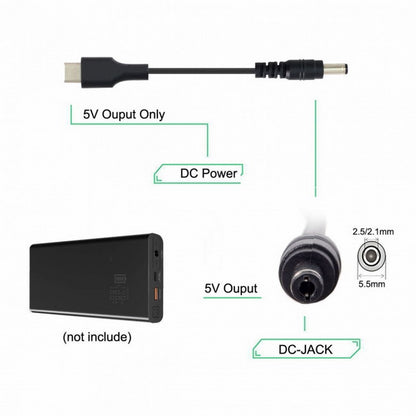 USB 3.1 Type C USB-C to 5V DC 5.5 2.5mm Power Plug Extension Charge Cable for Cell Phone 25cm UC-094