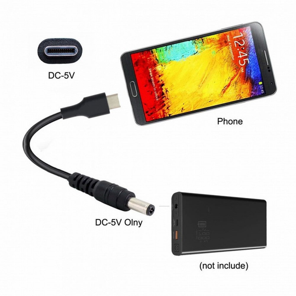USB 3.1 Type C USB-C to 5V DC 5.5 2.5mm Power Plug Extension Charge Cable for Cell Phone 25cm UC-094