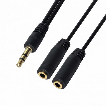 Black 3.5mm Stereo Male to Double 3.5mm Female Audio Headphone Y Splitter Cable with Volume Switch CA-004