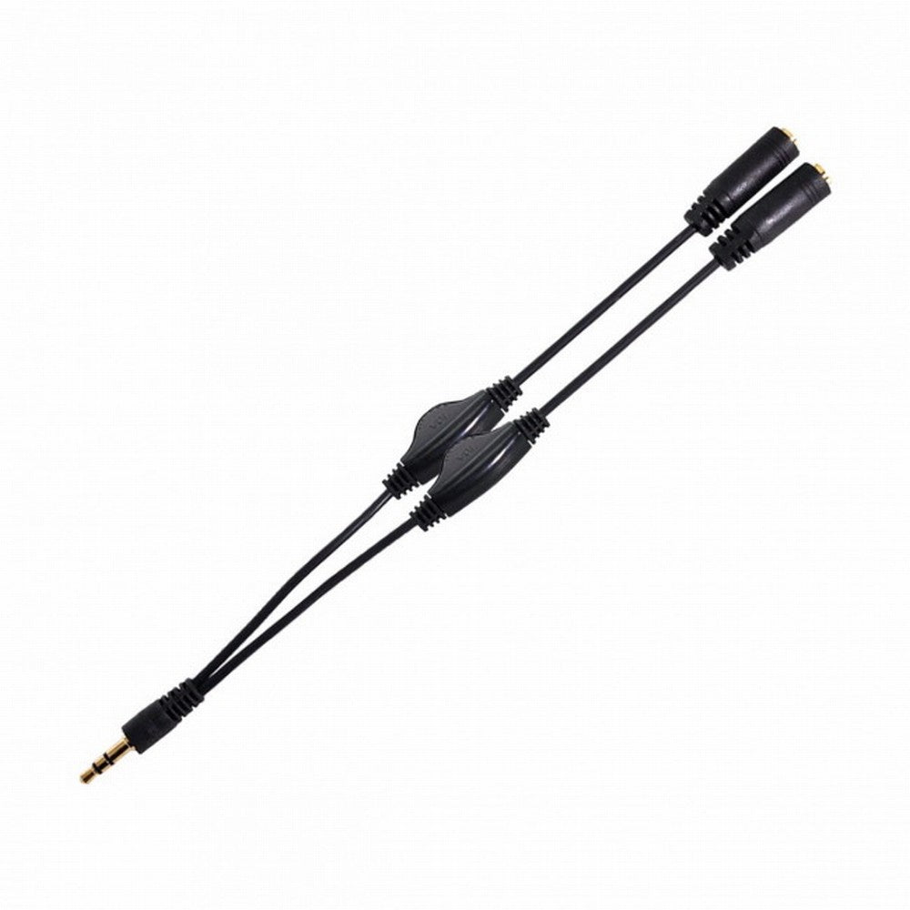 3.5mm Stereo Male to Double 3.5mm Female Audio Headphone Y Splitter Cable with Volume Control Switch CA-010