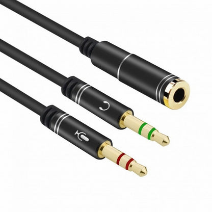 Black Dual 3.5mm Male to Single Female Headphone Microphone Audio Splitter Cable for Cell Phone Tablet Laptop CA-021