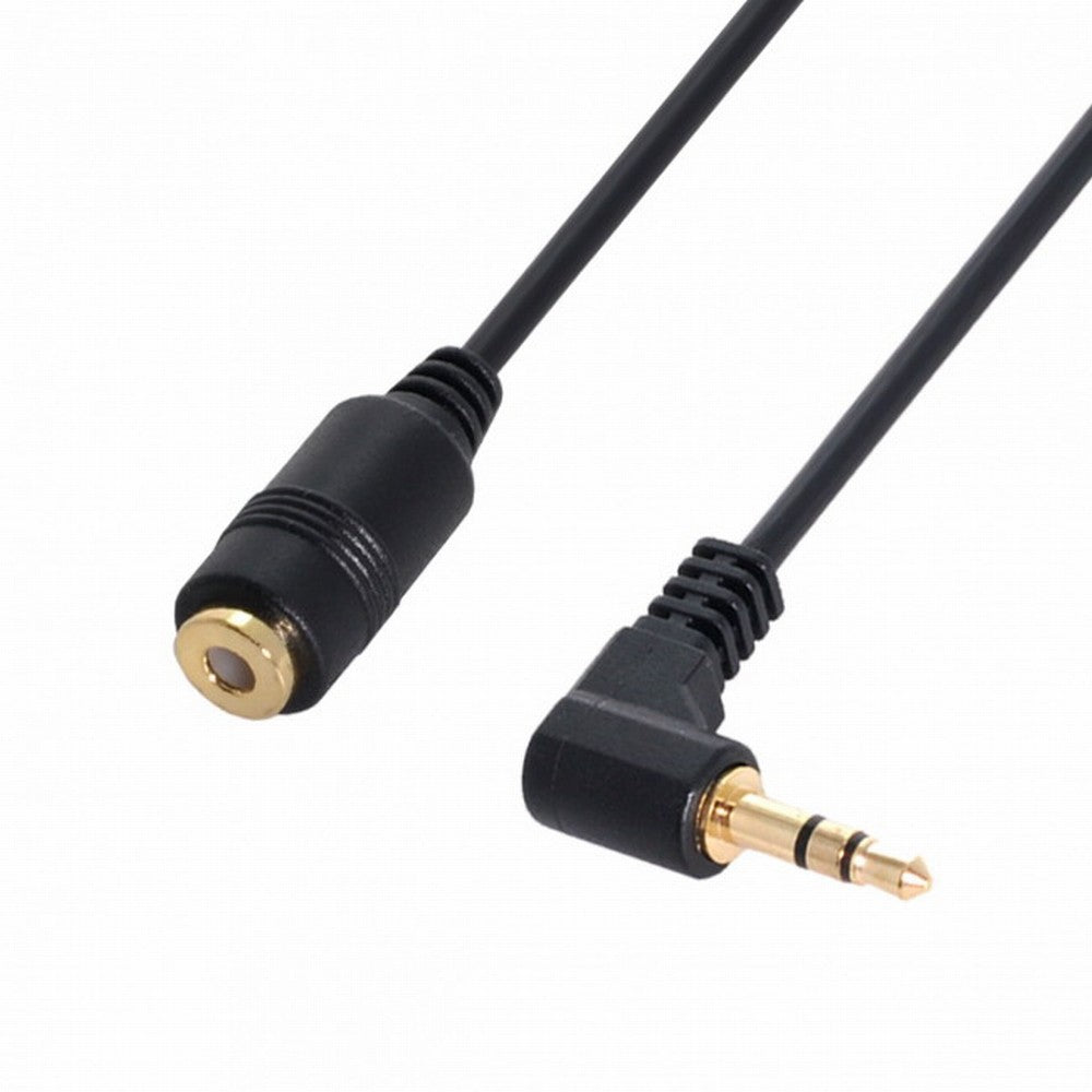 90 degree right angled 3.5mm 3poles Audio Stereo Male to Female Extension Cable 10cm Black CA-045