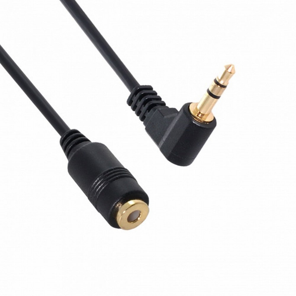 90 degree right angled 3.5mm 3poles Audio Stereo Male to Female Extension Cable 10cm Black CA-045
