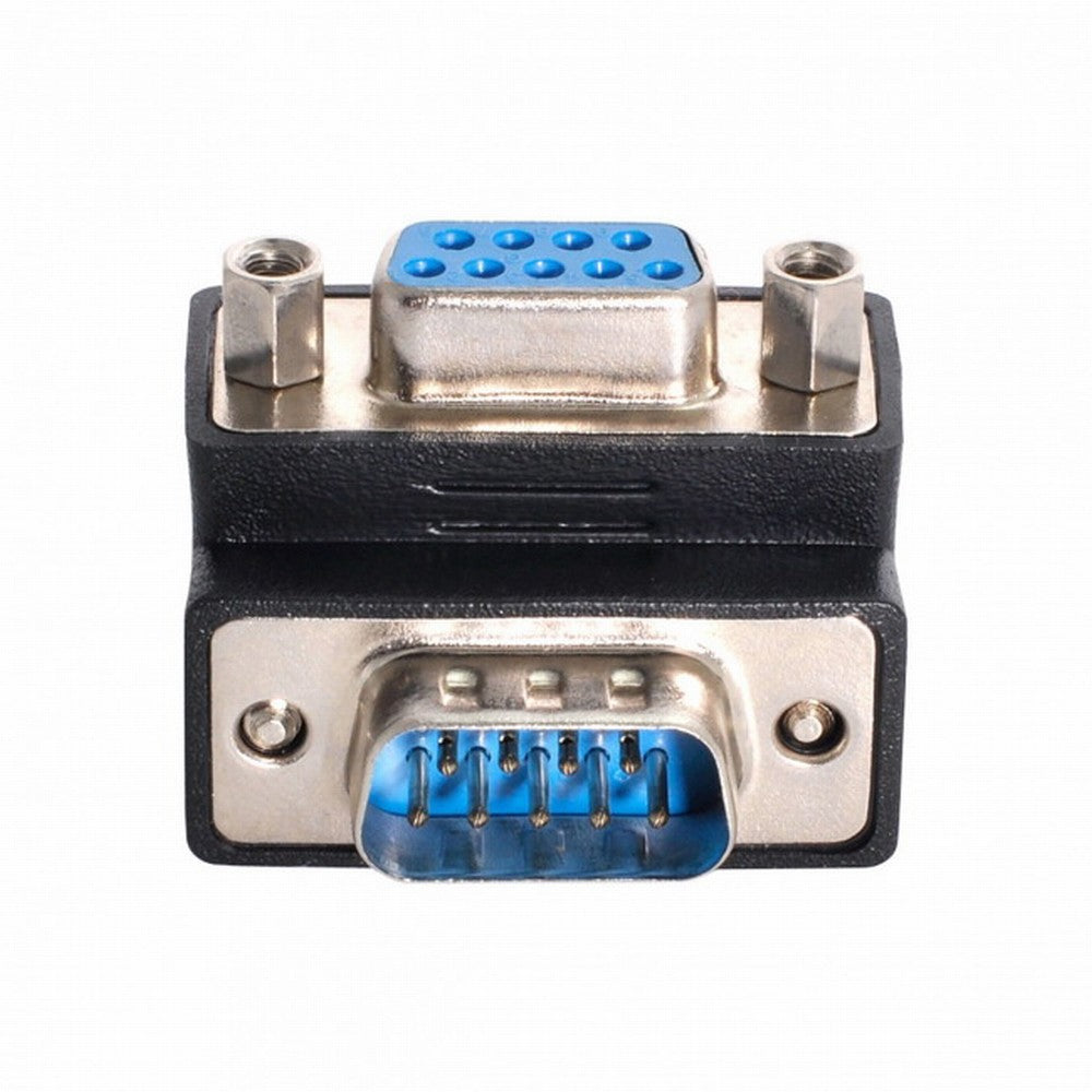 Down Angled 90 Degree RS232 D-Sub 9Pin Male Screw Type to Female Nut Type Extension Adapter DB-001-DN