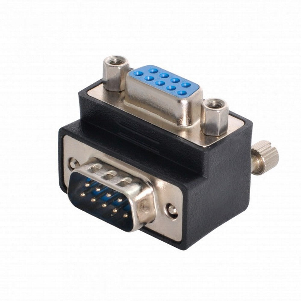 Down Angled 90 Degree RS232 D-Sub 9Pin Male Screw Type to Female Nut Type Extension Adapter DB-001-DN
