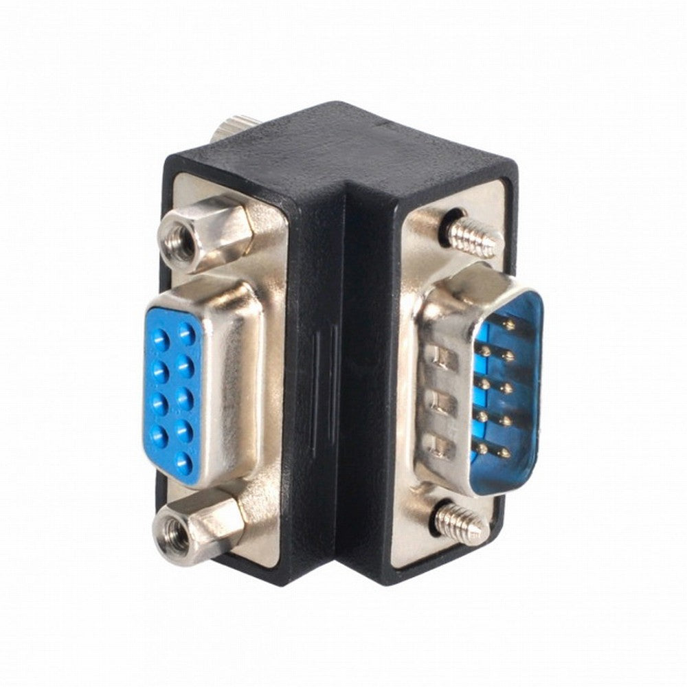 Down Angled 90 Degree RS232 D-Sub 9Pin Male Screw Type to Female Nut Type Extension Adapter DB-001-DN