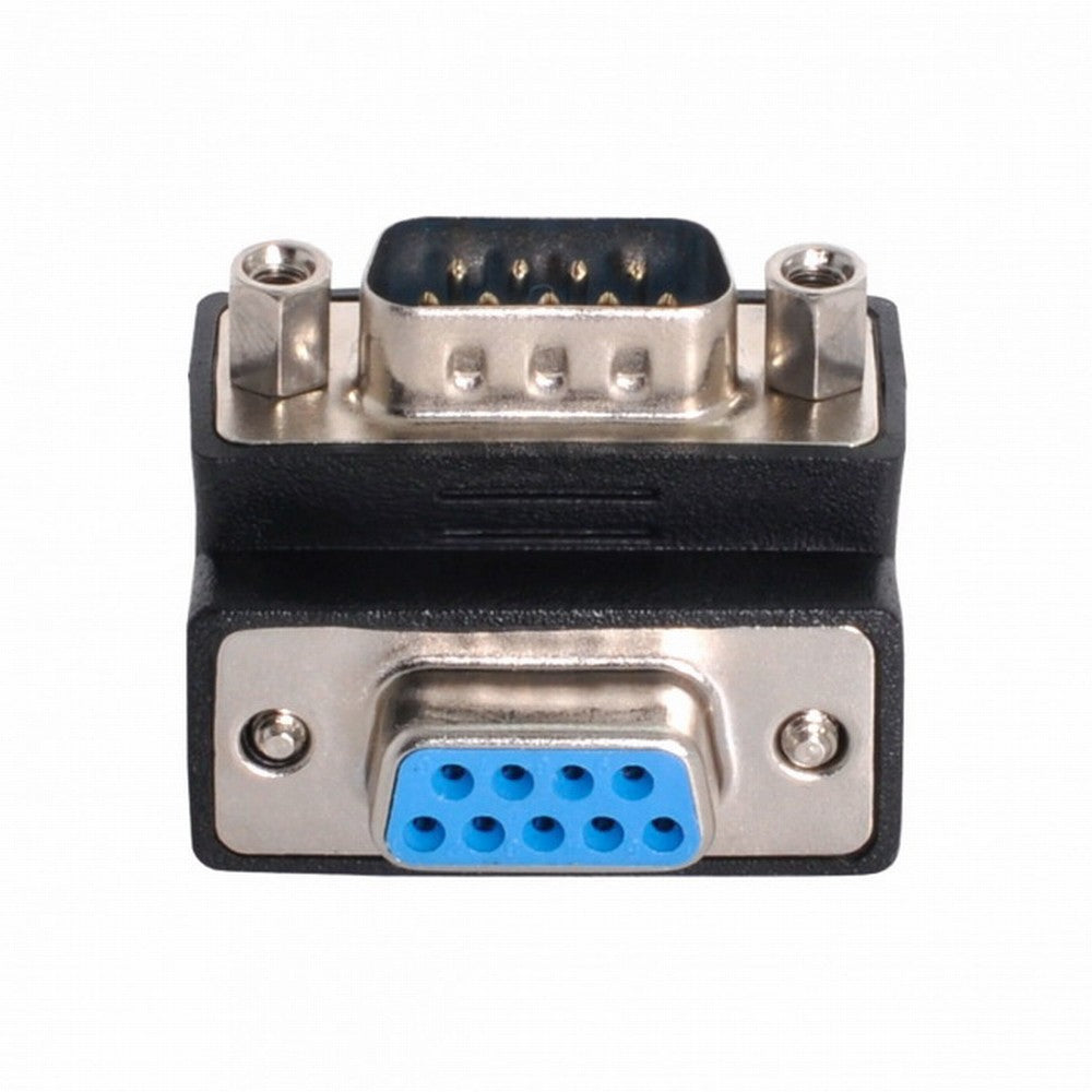 D-Sub RS232 9Pin DB9P Male to Female Down Angled 90 Degree Extension Adapter DB-016-DN