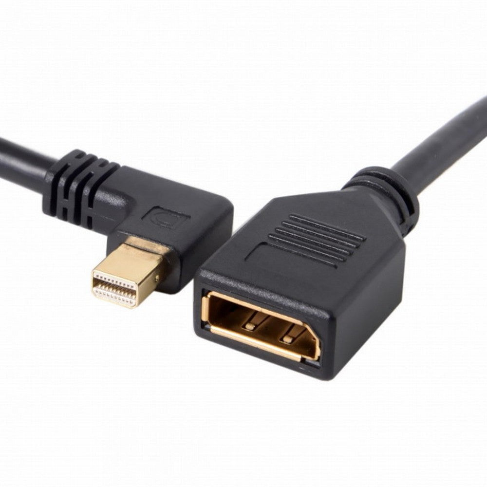 Right Angled Mini DP DisplayPort 90 Degree to DisplayPort Female Cable for Displays Monitors DP-013-RI