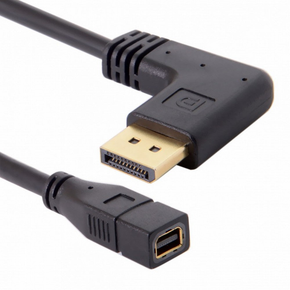 Right Angled DP DisplayPort 90 Degree to Mini DP DisplayPort Female Cable for Displays Monitors DP-048-RI