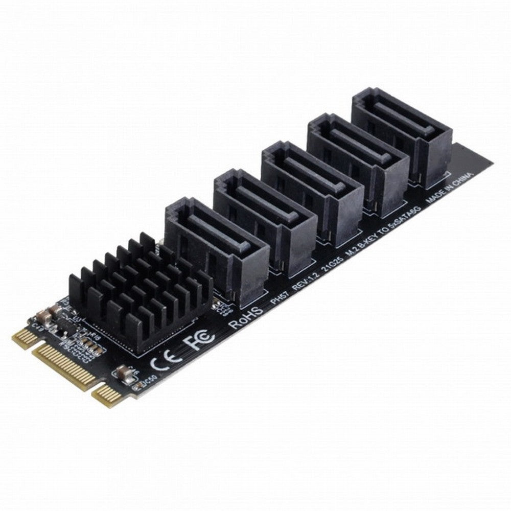 NGFF Key B+M to SATA 3.0 6Gbps 5 Ports Adapter Converter PM Multi Port Select JMB575 2280 SA-035