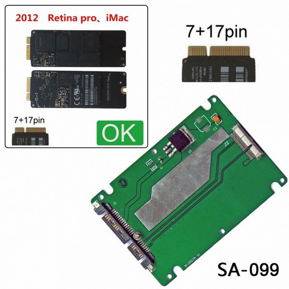 2.5" SATA 22pin to Macbook A1425 A1398 MC975 MC976 MD212 MD213 ME662 ME664 ME665 SSD hard disk case Enclosure White SA-099