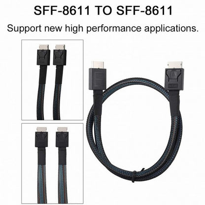 OCuLink PCIe PCI-Express SFF-8611 4i to OCuLink SFF-8611 SSD Data Active Cable 50cm SF-014-BK