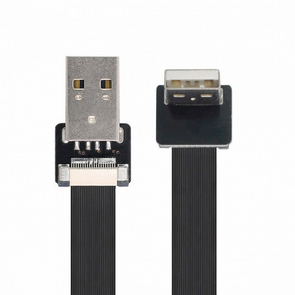Up Angled USB 2.0 Type-A Male to Type-A Male Data Flat Slim FPC Cable 90 Degree for FPV Disk Scanner Printer CC-U2-031-UP