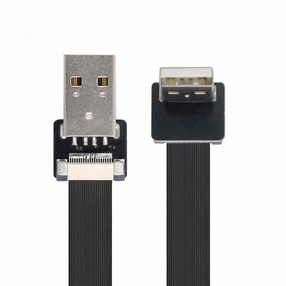 Up Angled USB 2.0 Type-A Male to Type-A Male Data Flat Slim FPC Cable 90 Degree for FPV Disk Scanner Printer CC-U2-031-UP