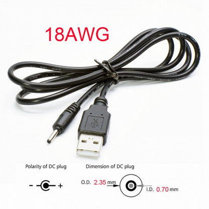 18AWG 0.75mm*2 USB 2.0 A Type Male to DC 2.50mm 2.35mm 0.7mm Power Plug 5V Cable 100cm U2-035