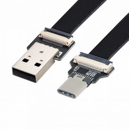 USB 2.0 Type-A Male to USB-C Type-C Male Data Flat Slim FPC Cable for FPV Disk Phone CC-U2-039-BK