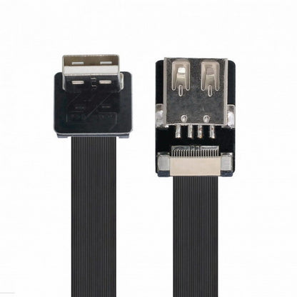 Down Angled USB 2.0 Type-A Male to Female Extension Data Flat Slim FPC Cable for FPV Disk Scanner Printer CC-U2-044-DN