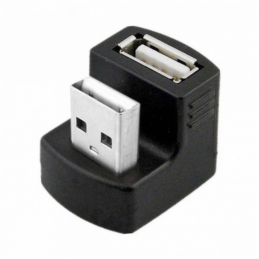 Down Angled USB 2.0 Adapter A Male to Female Extension 90 180 360 Degree Black U2-099-DN