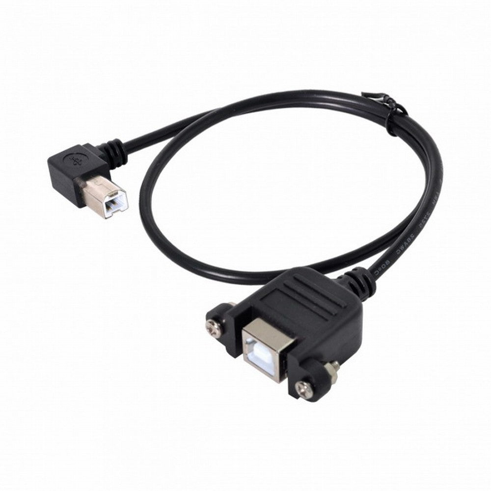 90 Degree Right Angled USB B Type Male to Female extension cable with screws for Panel Mount CC-U2-132-RI