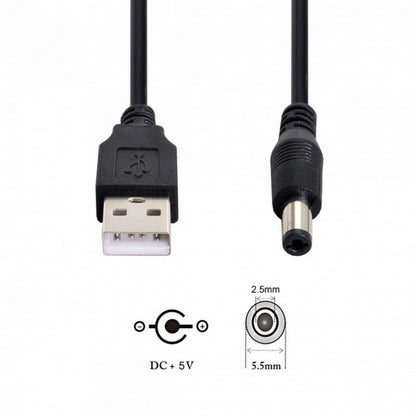 USB 2.0 A Type Male to 5.5 x 2.5mm DC 5V Power Plug Barrel Connector Charge Cable 100cm U2-154-BK
