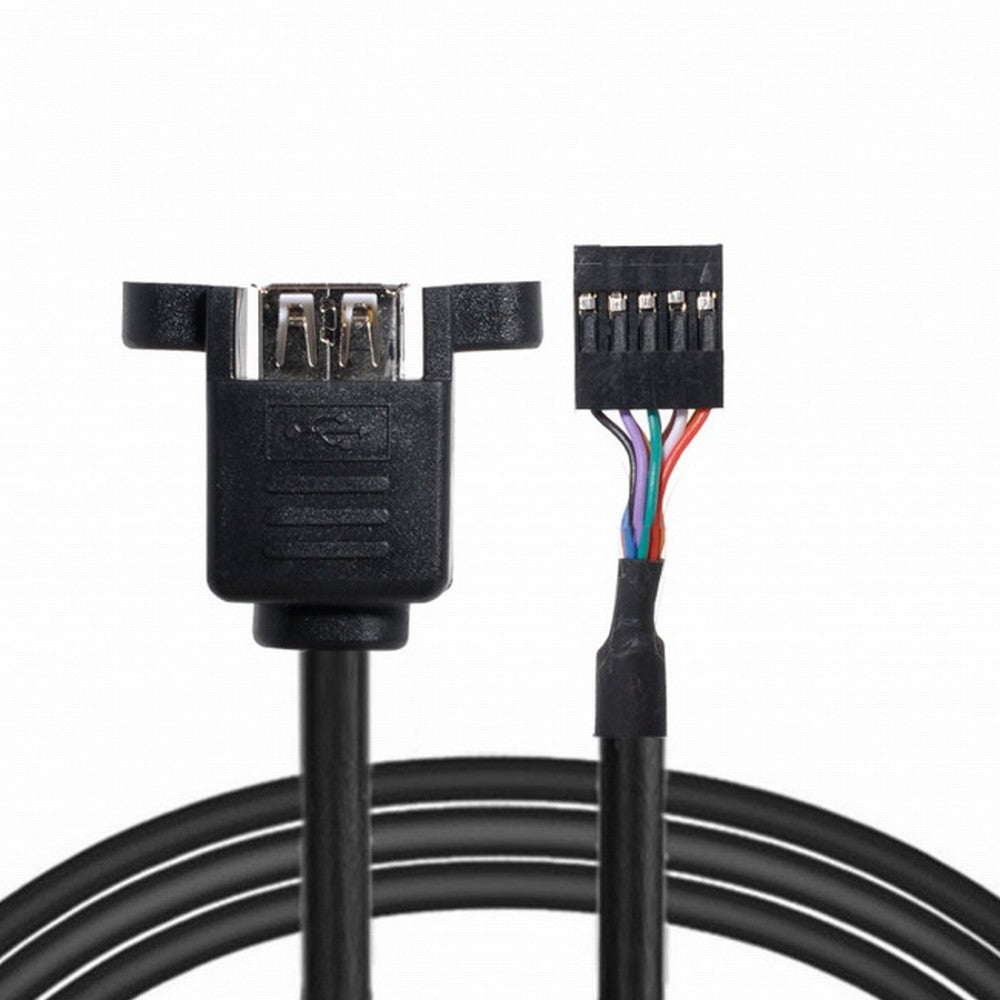 50cm Stackable Dual USB 2.0 A Type Female to Motherboard 9 Pin Header Cable with Screw Panel Holes U2-156