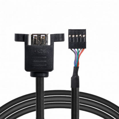 50cm Stackable Dual USB 2.0 A Type Female to Motherboard 9 Pin Header Cable with Screw Panel Holes U2-156