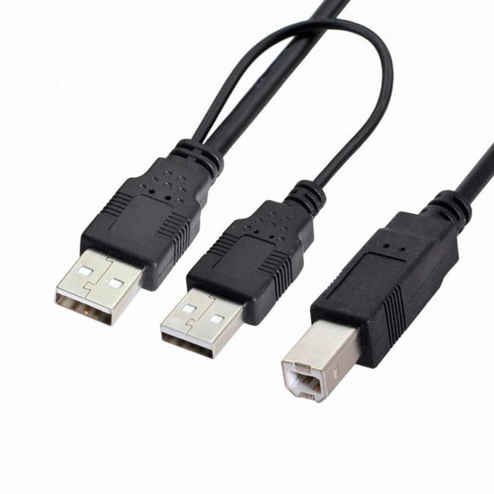 Dual USB 2.0 Male to Standard B Male Y Cable 80cm for Printer Scanner External Hard Disk Drive U2-073