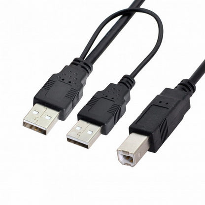 Dual USB 2.0 Male to Standard B Male Y Cable 80cm for Printer Scanner External Hard Disk Drive U2-073