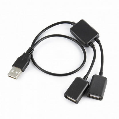 Black 1 to 2 USB 2.0 Dual Ports Hub Cable Bus Power For Laptop Desktop PC Mouse Flash Disk U2-125