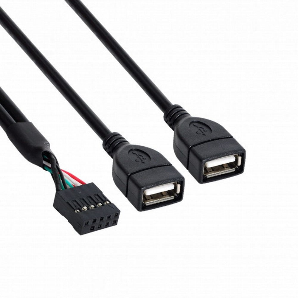 USB 9Pin 10Pin Motherboard Female Header to Dual USB 2.0 Female Adapter Cable 50cm U2-129