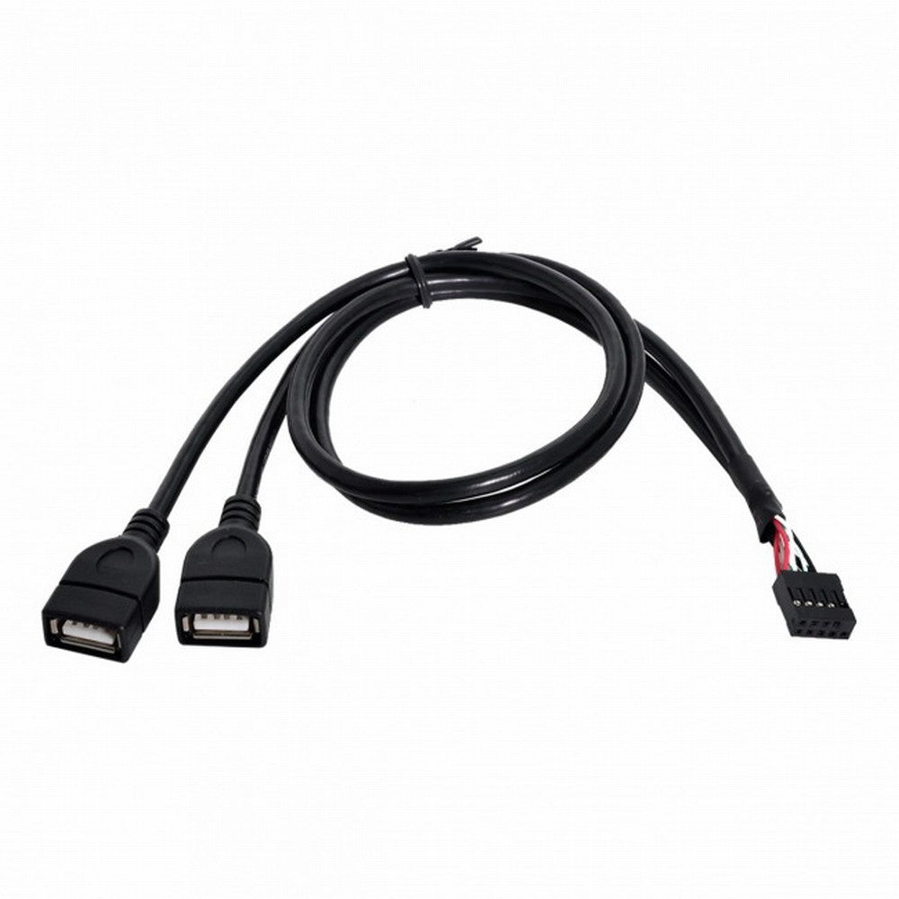 USB 9Pin 10Pin Motherboard Female Header to Dual USB 2.0 Female Adapter Cable 50cm U2-129