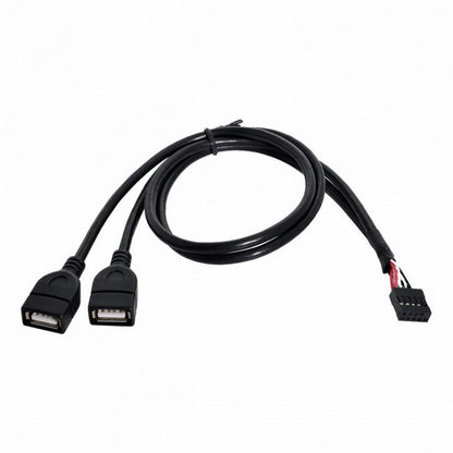 USB 9Pin 10Pin Motherboard Female Header to Dual USB 2.0 Female Adapter Cable 50cm U2-129