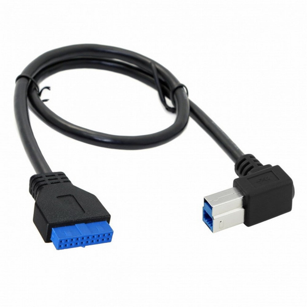 90 Degree Left angled USB 3.0 B Type Male to 3.0 Motherboard 19pin Header Cable 50cm U3-060